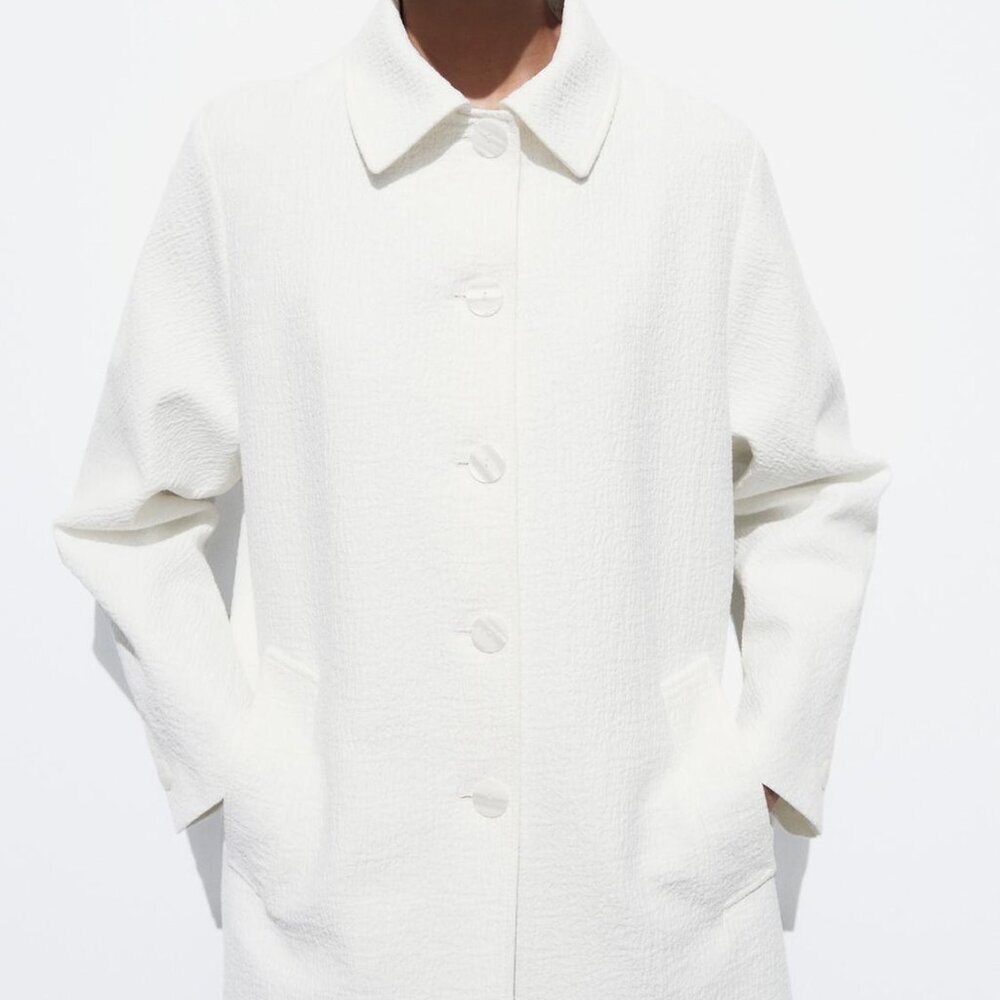 Zara Women TEXTURED COAT Size M NEW WITH TAG! - Picture 2 of 9